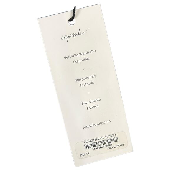 Vetta Size XS Cigarette Pant Timeless Capsule Tencel Side Zip USA Black NEW - Picture 7 of 11